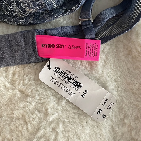 BRAND NEW La Senza bra - Beyond Sexy Model size 36A - blue/metallic silver lace - Picture 4 of 5